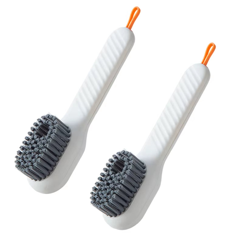 Soft bristle brush with soap container