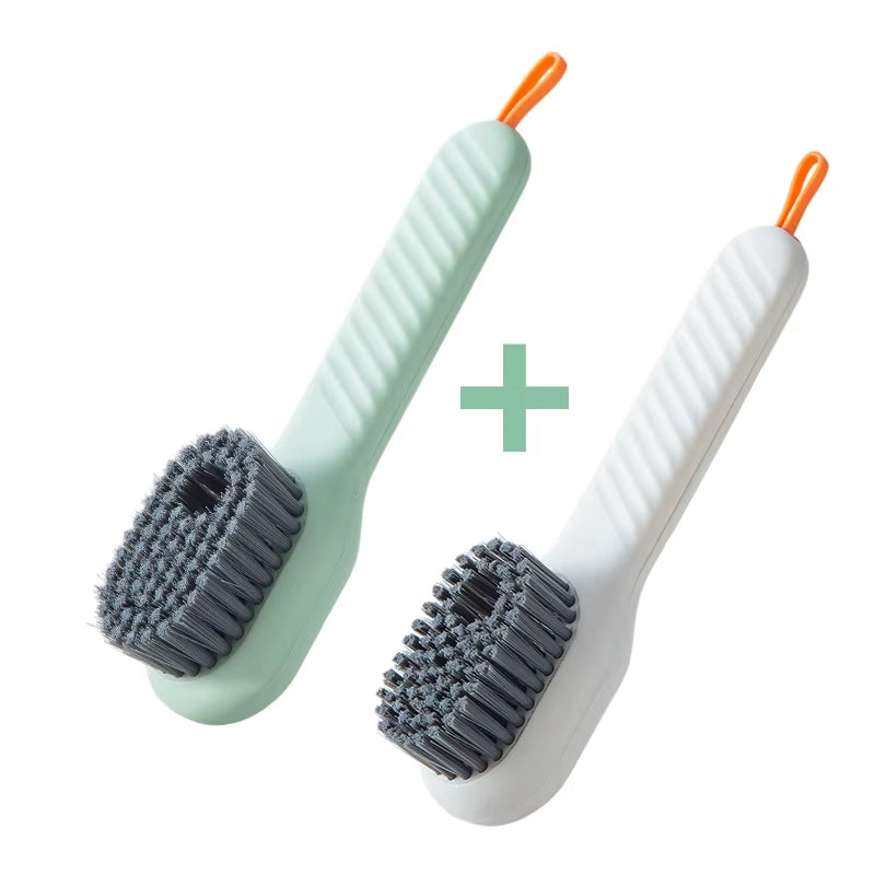 Soft bristle brush with soap container