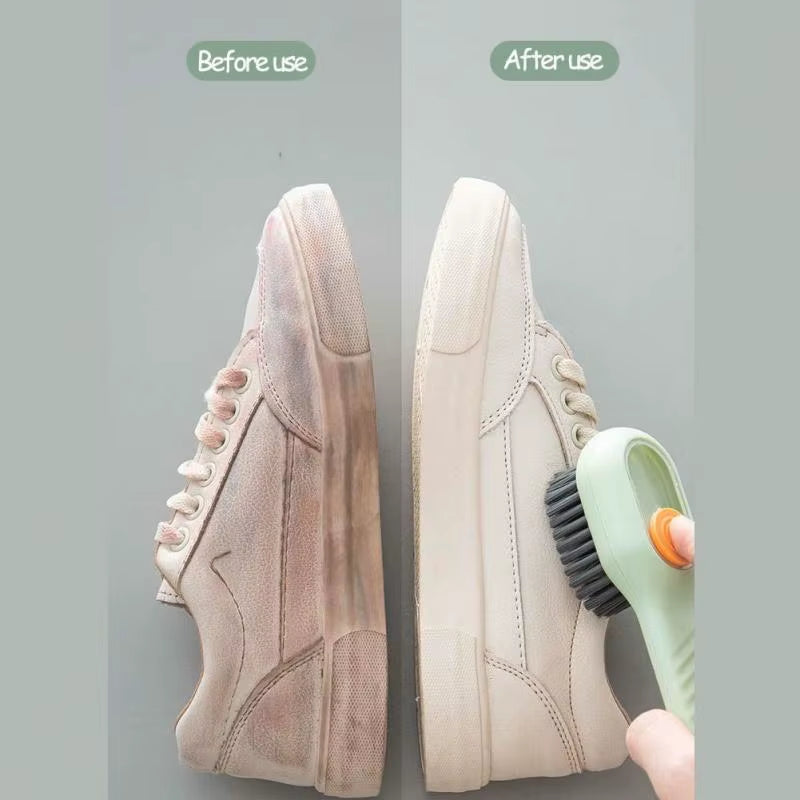 Soft bristle brush with soap container