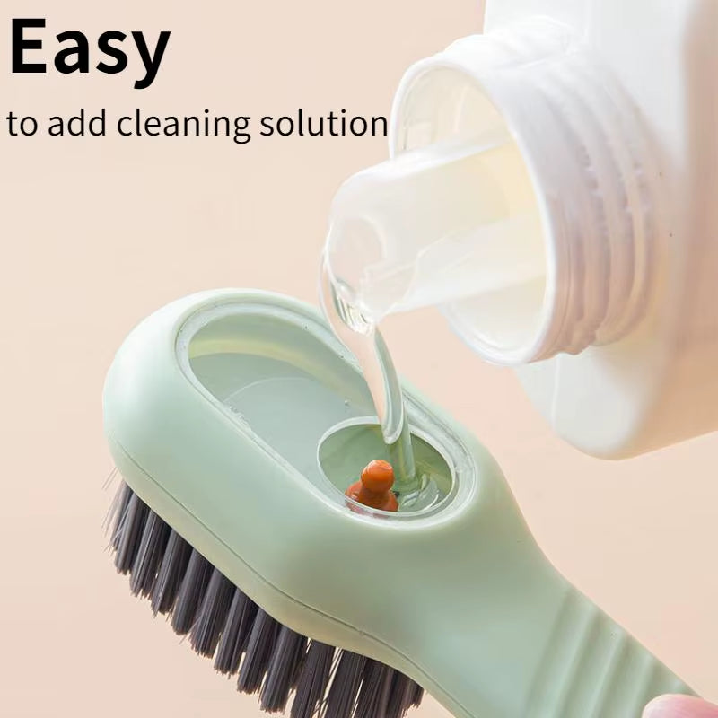 Soft bristle brush with soap container