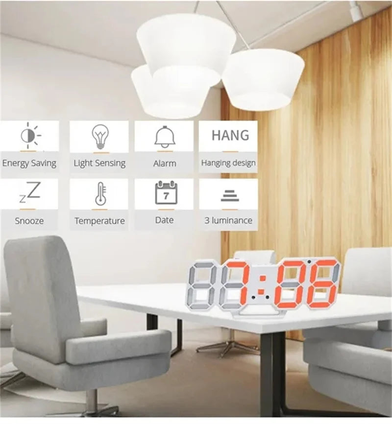 Digital Wall Clock 3D-LED