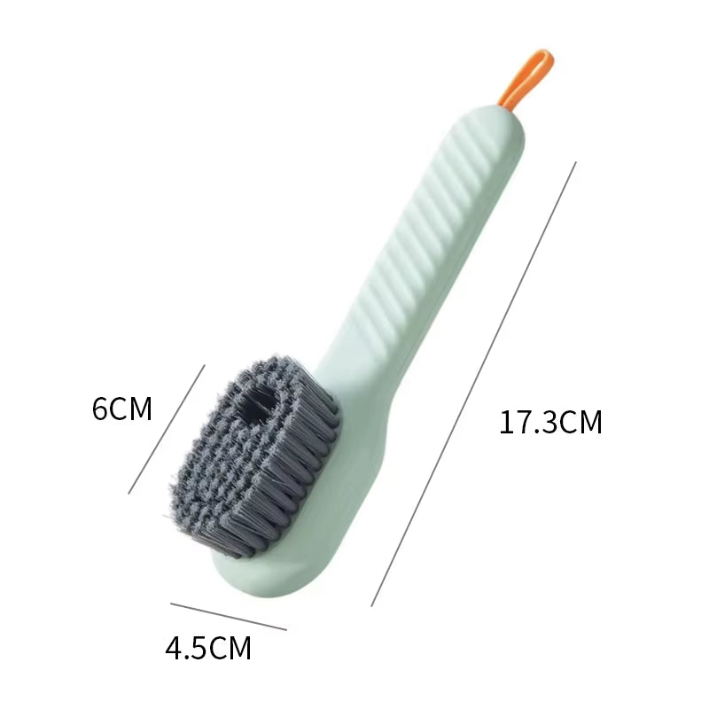 Soft bristle brush with soap container
