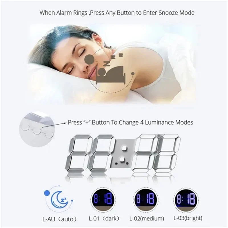 Digital Wall Clock 3D-LED